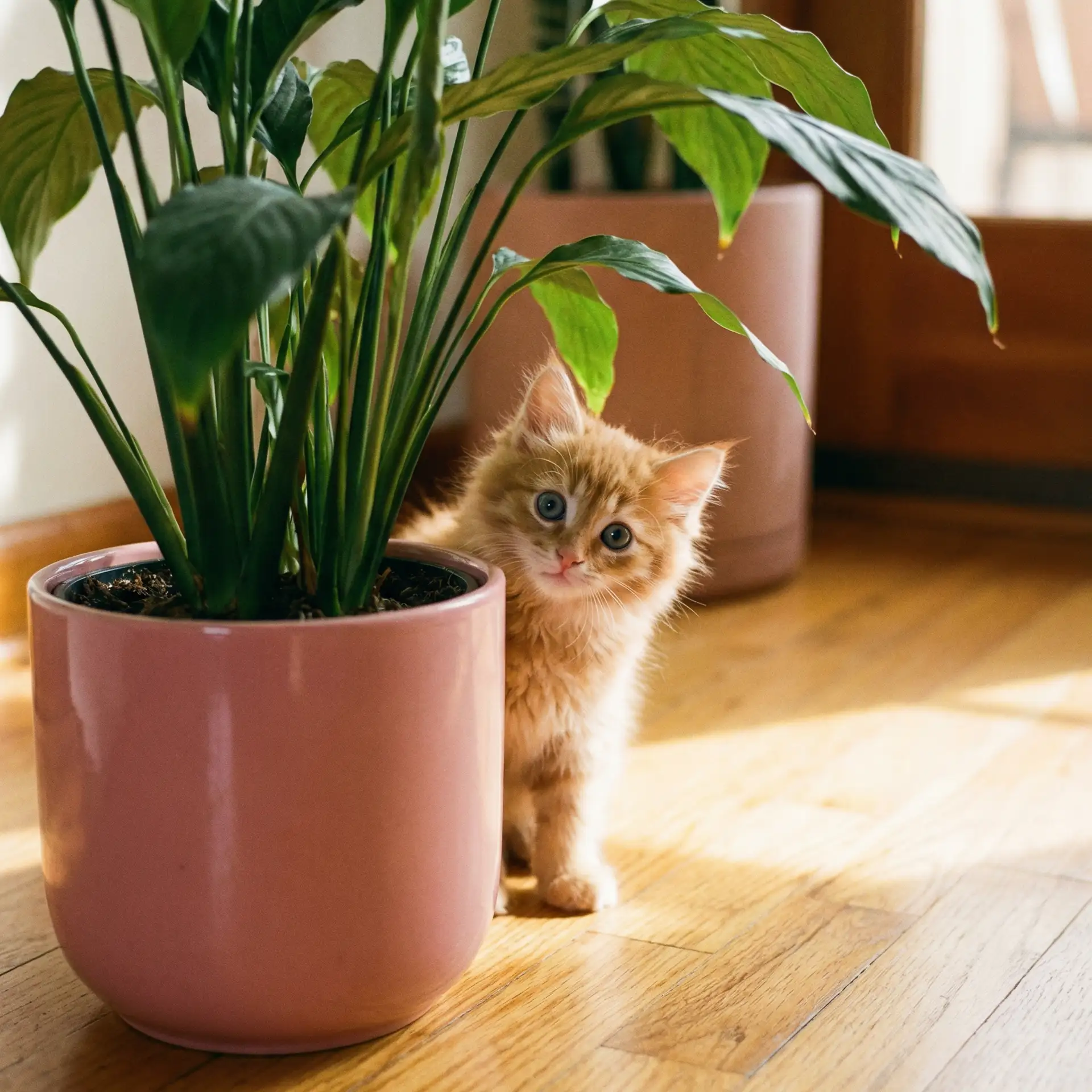 小猫从花盆后探头 - 樱花草动漫www